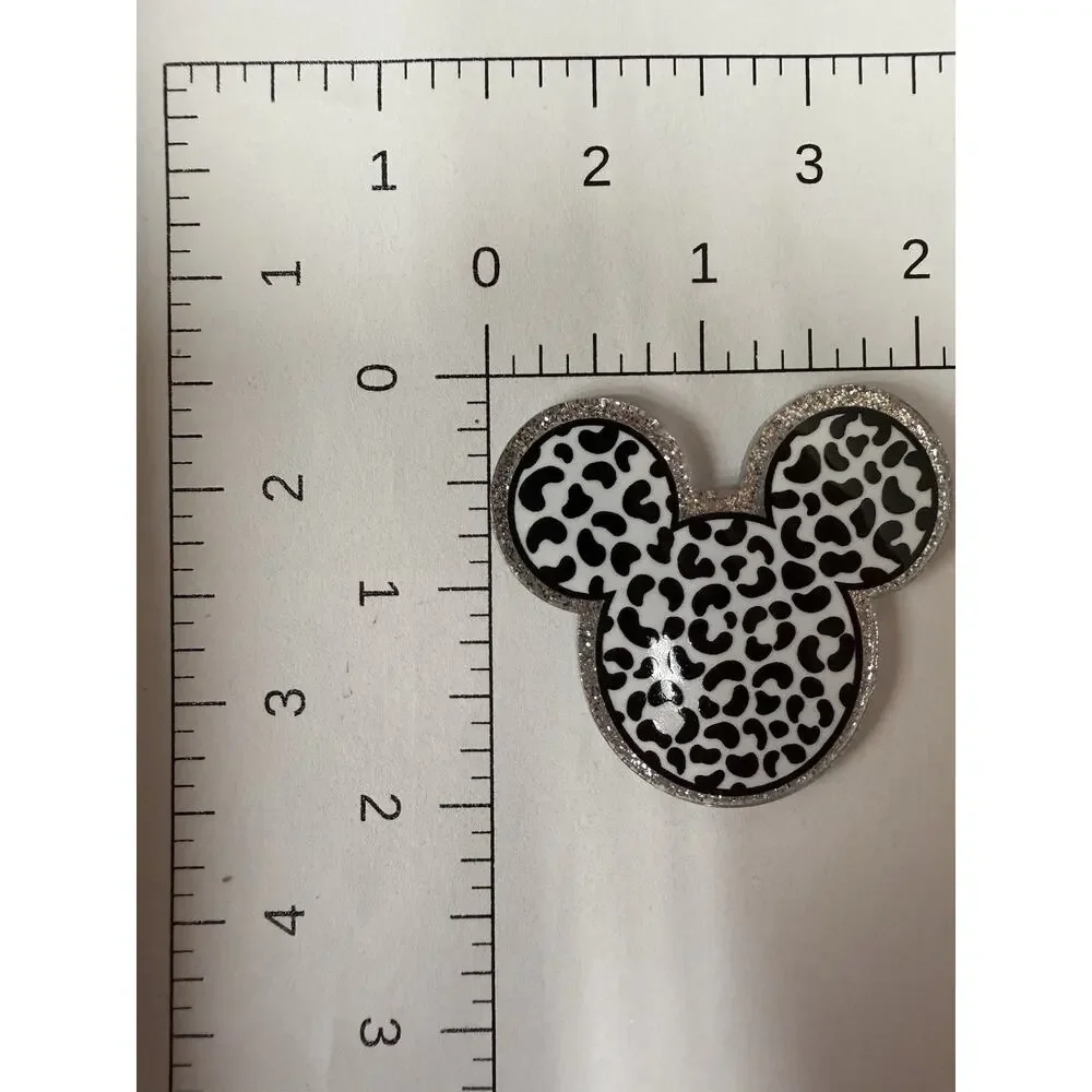 7 Pc Leopard Print Mickey Mouse Ears Acrylic Flatbacks